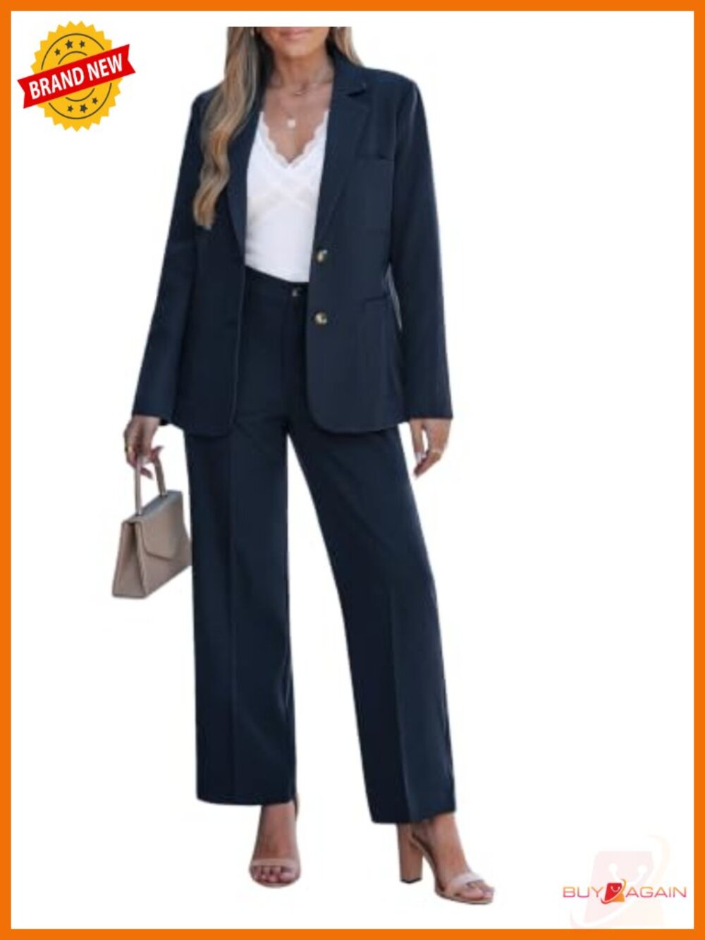 Women's 2-Piece Pantsuit Set Blazer & Wide Leg Trousers Business Casual